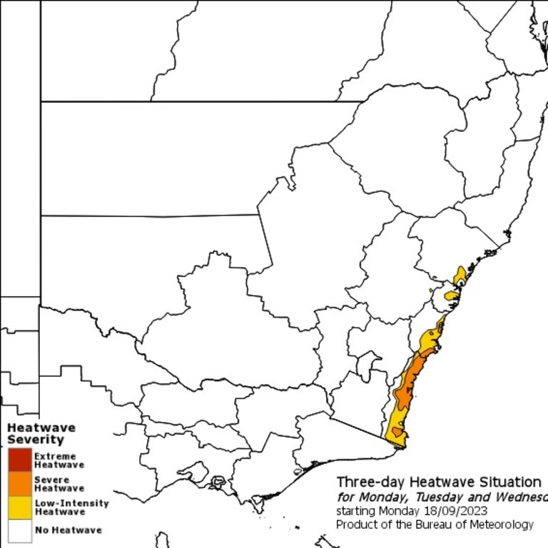 Three day heatwave warning for NSW. Picture: BOM