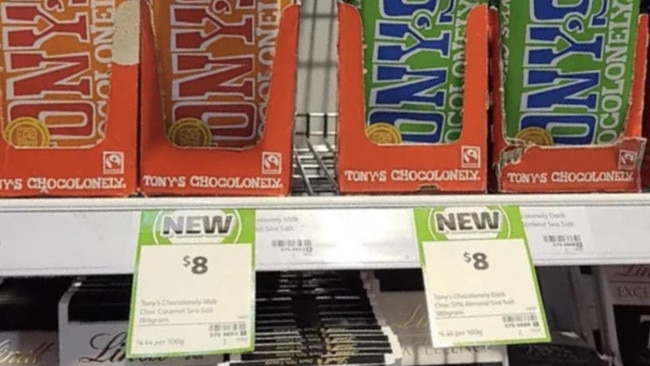 ‘World’s best’: Tony’s Chocolonely bars now in Woolworths and Coles. Picture: TikTok