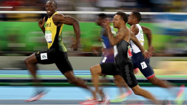 RIO DE JANEIRO, BRAZIL - AUGUST 14: Usain Bolt of Jamaica competes in the Men's 100 meter semifinal on Day 9 of the Rio 2016 Olympic Games at the Olympic Stadium on August 14, 2016 in Rio de Janeiro, Brazil. (Photo by Cameron Spencer/Getty Images)