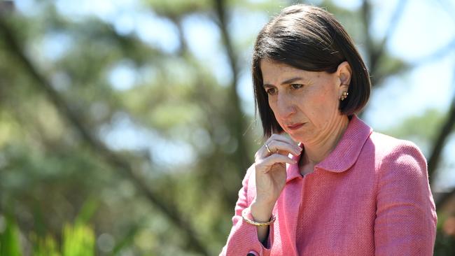 Gladys Berejiklian outside Parliament House in Sydney on Tuesday. Picture: Joel Carrett