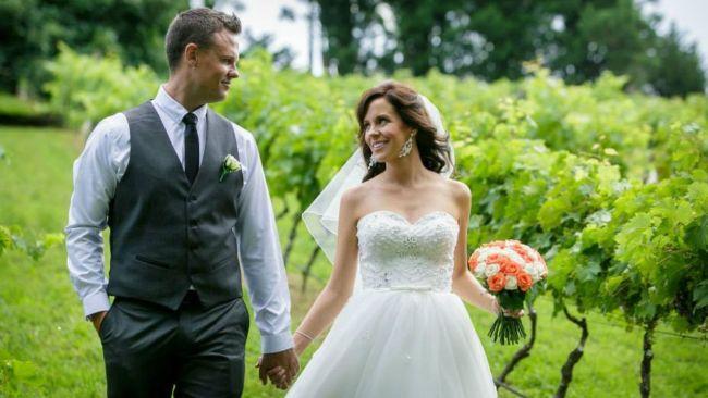 Melissa had the fancy frock at the beginning of her big day. Image: Supplied