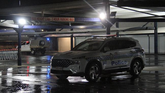 Police at Coles in Alice Springs, 9.55pm Tuesday May 27, 2025. Police are investigating a man's death inside the Coles, which they say occurred when he was restrained by two off duty plainclothes officers. Picture: Gera Kazakov