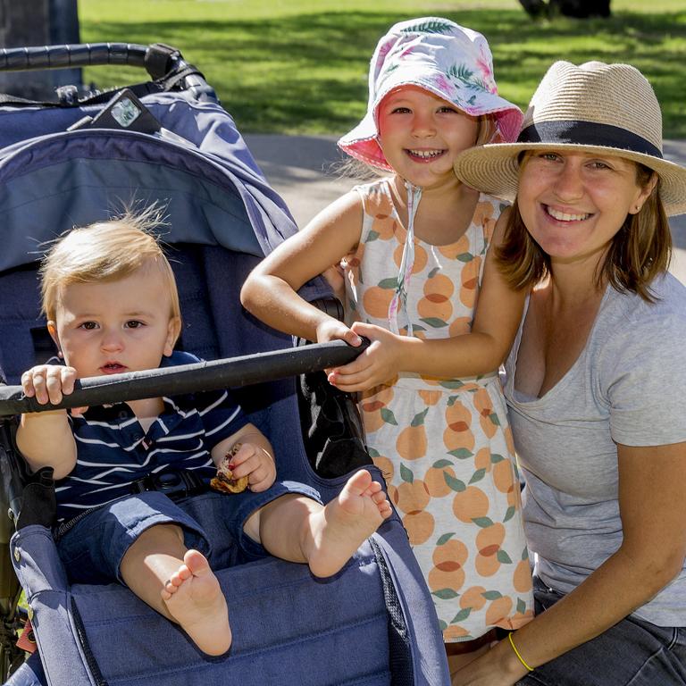 <p>Faces of the Gold Coast at Paradise Point. Veronica Black, Sienna Black, 3, and Hugh Black, 1.. Picture: Jerad Williams</p>