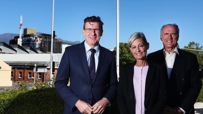 Minister Alan Tudge, Attorney-General Elise Archer and Senator Eric Abetz. Picture: NIKKI DAVIS-JONES