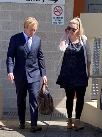 Amanda Davies leaves Toronto Local Court with her lawyer Kenneth Wilks on Tuesday. Picture Amy Ziniak