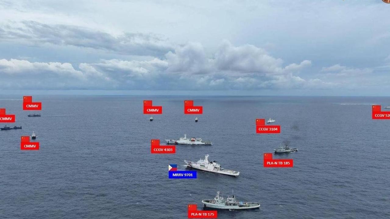 On Saturday, the Coast Guard vessels clashed within the remote tidal Sabina Shoal lagoon, 138km from the Philippines and 1200km from China.