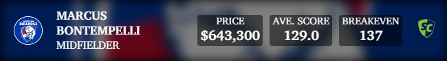 Marcus Bontempelli was the No.1 midfielder in SuperCoach the past two seasons.