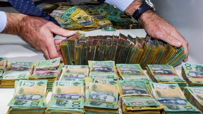 $1.8 million cash seized on June 8 during Operation Ironside South Australian arrests. Picture: NCA NewsWire.