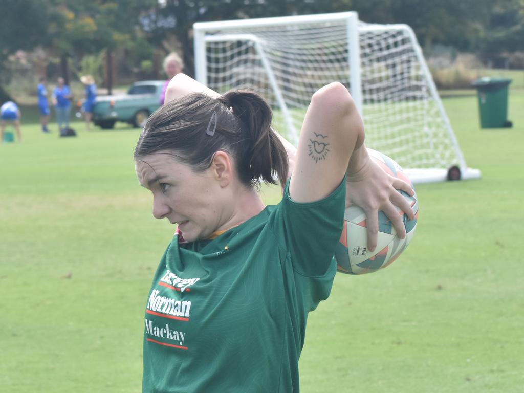 Frenchville Football six-a-side carnival, women's A final, Central versus Mackay Lions, at Jardine Park, Rockhampton, February 25, 2024.