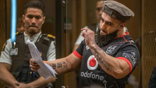 Ahad Nabi — whose father was killed in Al Noor mosque — called Brenton Tarrant a coward who should never be allowed to walk free at his sentencing hearing in Christchurch on Wednesday. Picture: Getty Images