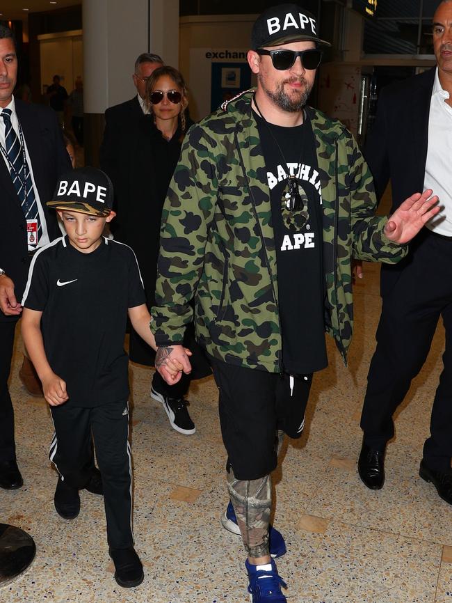 Joel Madden with his son Sparrow. Picture: Backgrid