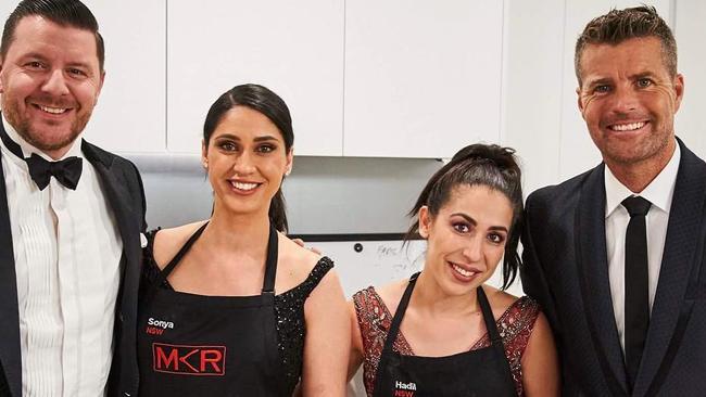 MKR contestants Sonya and Hadil with judges Manu and Pete. Picture: Instagram @sonyahadilau