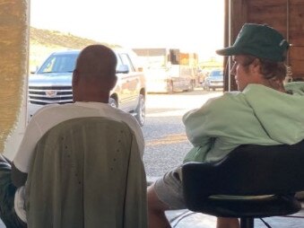 Kanye West posted a photo of Justin Bieber at his ranch in Wyoming.