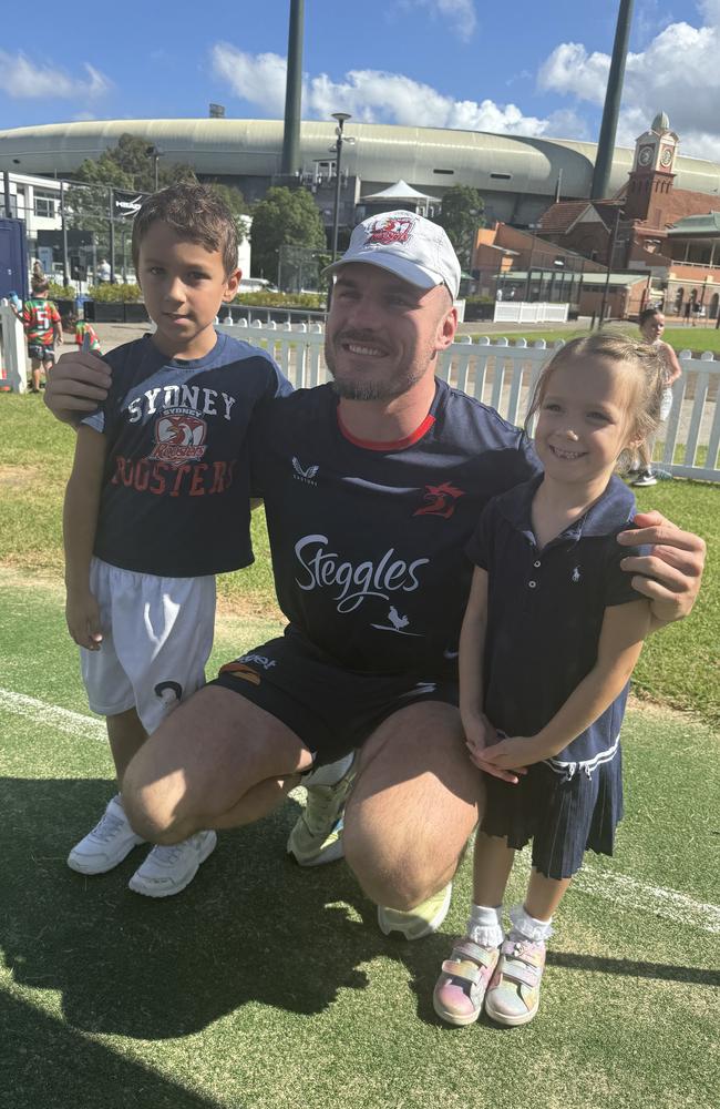 Sydney Roosters star Angus Crichton at the Roosters' junior registration day.