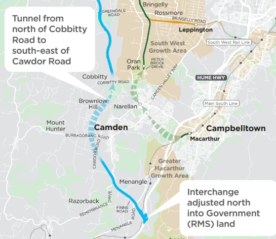 The new map of the proposed M9 Outer Sydney Orbital.