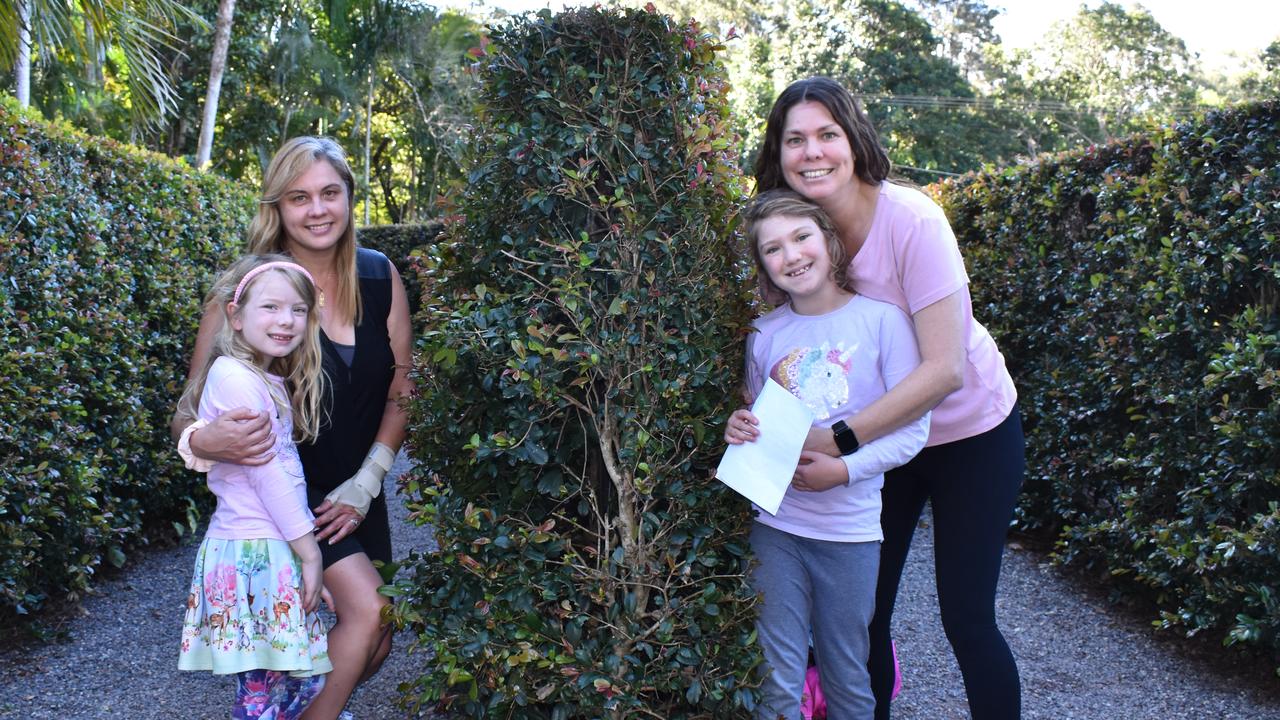 MAZE MADNESS: Irene Pullen and Grace Watson (left) with Michelle and Emma Pullen loved their visit to Bellingham Maze at Tanawha on Sunday August 9. Picture: Lacee Froeschl