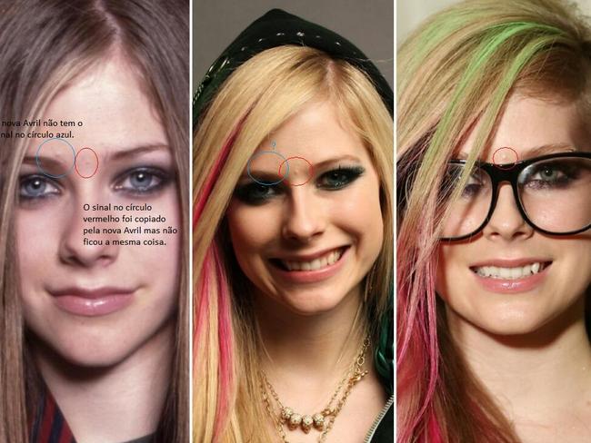 Well spotted ... According to the conspiracy theory, these photos are proof that Avril Lavigne has been replaced. Picture: http://avrilestamorta.blogspot.com.br