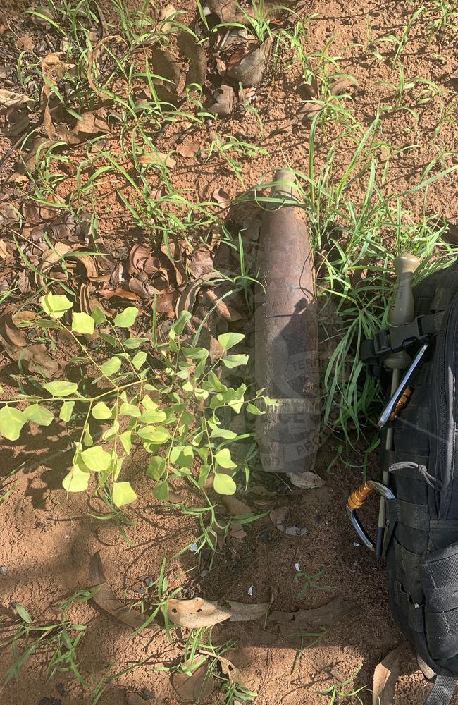 Pictures of an explosive found at Manton Dam. Picture: NTPFES