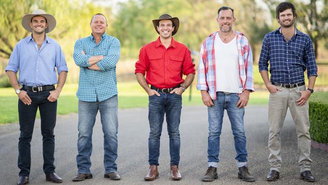 Farmer Wants A Wife contestants Alex, Neil, Sam, Nick, and Harry. One of the popular bachelors has been forced to quit the show.