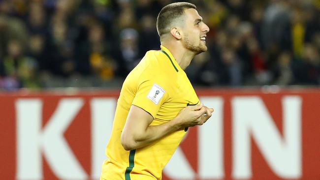 Tomi Juric pleads to the referee. Picture: George Salpigtidis