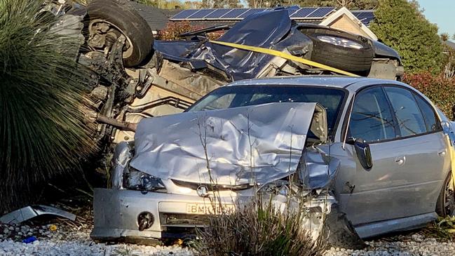 The crash scene at Salamander Bay on August 26, 2020. Picture: Peter Lorimer