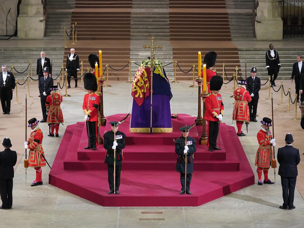 The Queen’s coffin will be moved from Westminster Hall to Westminster Abbey today. Picture: Yui Mok – WPA Pool/Getty Images