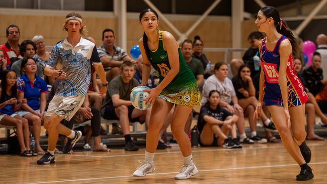 Northern Districts Eagles against Pints in the 2023 Darwin Netball under-15 Div 1 grand final. Picture: Pema Tamang Pakhrin