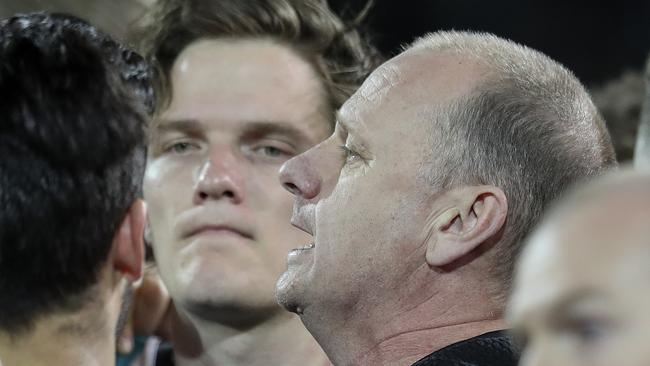 Port Adelaide coach Ken Hinkley at three-quarter time. Picture: SARAH REED