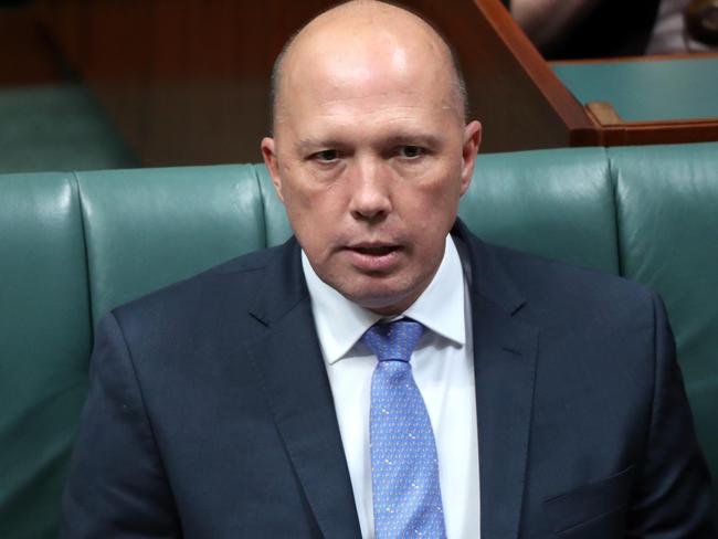 Home Affairs Minister Peter Dutton during Question Time in the House of Representatives. Question Time in the House of Representatives in Parliament House in Canberra. Picture Gary Ramage