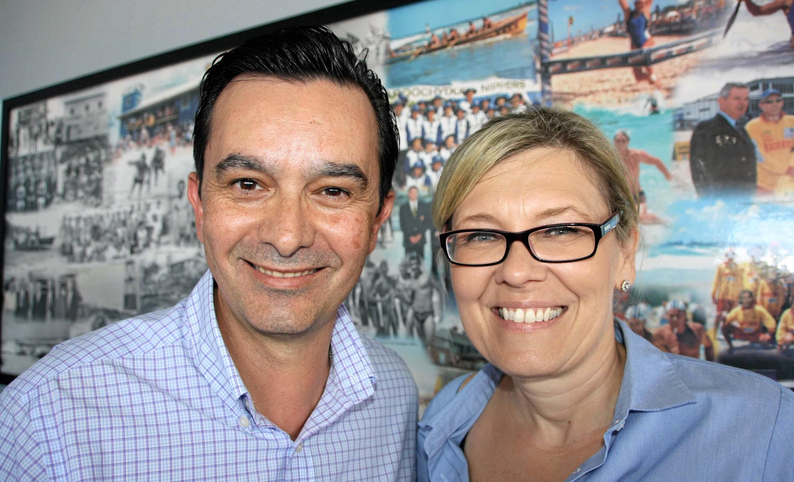 ?Paul Martins of Sunshine Coast Council and Marzena Baker of AVID at the Sunshine Coast Lightning lunch at Maroochy Surf Club hosted by Maroochydore Chamber of Commerce. Picture: Erle Levey