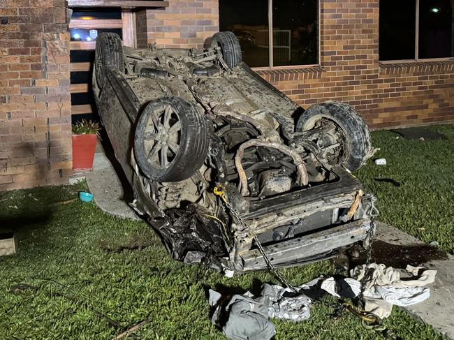 A driver was rushed to hospital after his car smashed into a home at Drews Rd, Loganholme. Picture: Collision Towing and Recovery Services