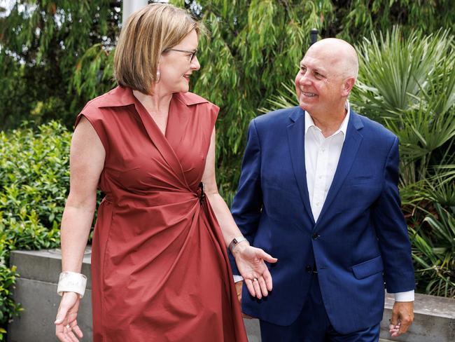 Jacinta Allan with Tim Pallas after he announced his retirement from politics in December. Picture: Aaron Francis