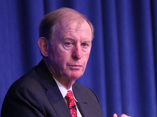 David Murray, former Commonwealth Bank CEO and chair of the Aus Government Future Fund speaking at Bond University on the strategy to secure Australia's financial future . Picture Mike Batterham