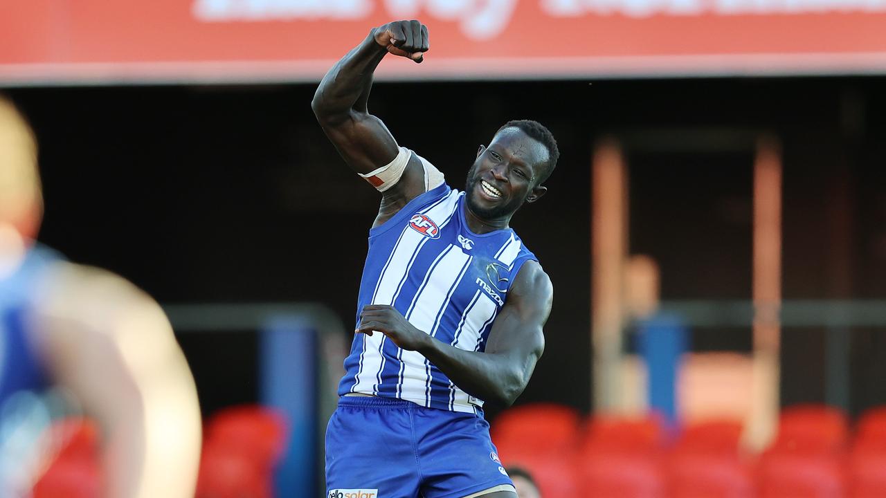 Majak Daw made an inspirational return to football after suffering horrific injuries. Picture: Michael Klein