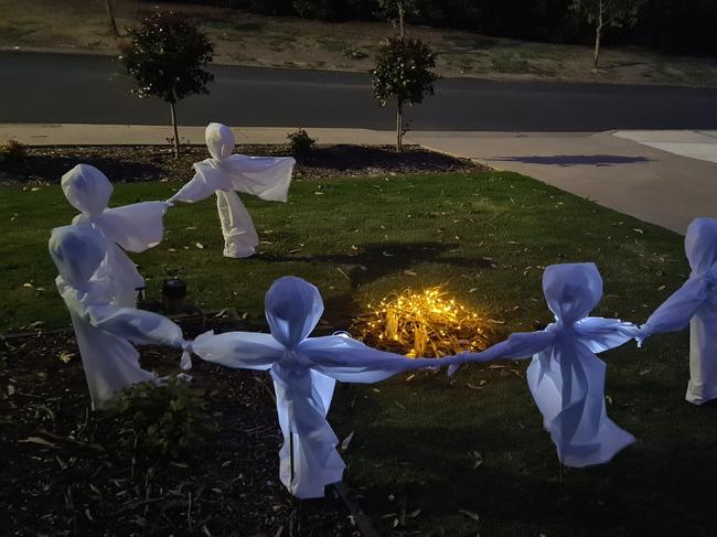 A McLaren Vale resident took to Facebook to clear up confusion after neighbours complained his halloween display was racist and resembled elements of the KKK. Pictures: Facebook