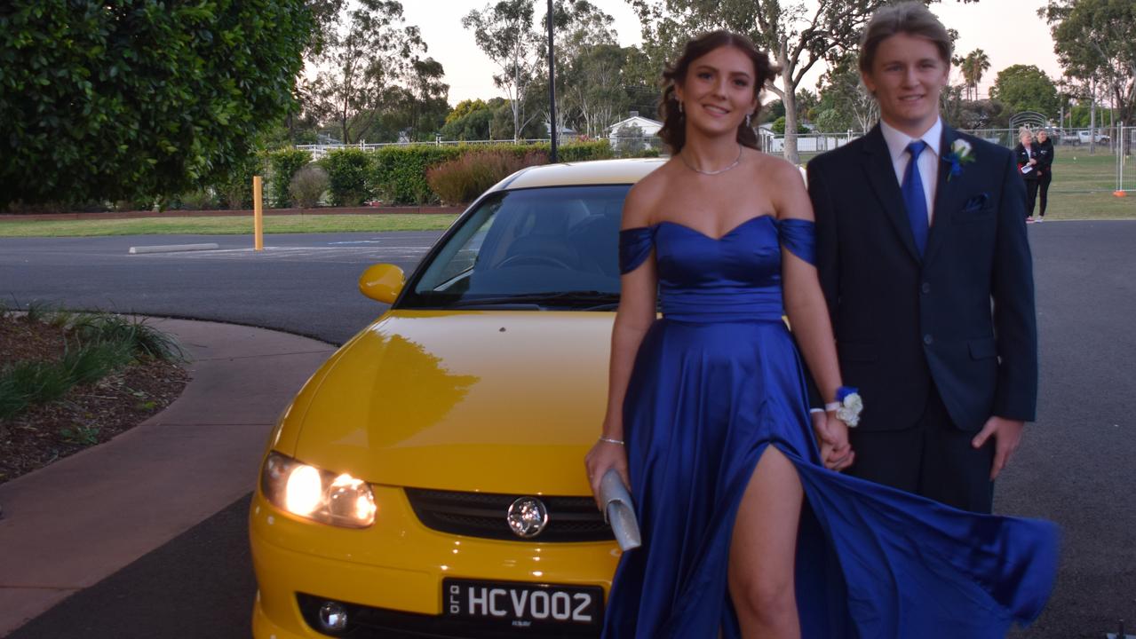 Kirra Utz-Kruske and William Elder stunned out on the red carpet at Our Lady of Southern Cross College's formal for 2023. Picture: Emily Devon