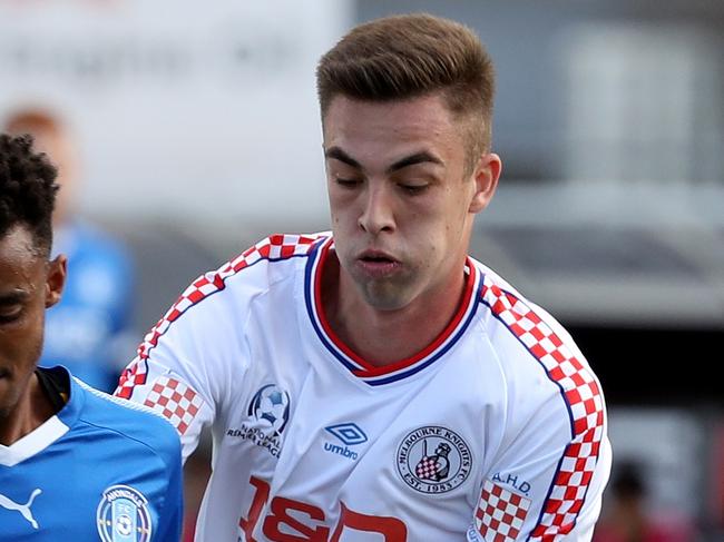 Melbourne Knights midfielder Anthony Duzel, whose father Ivan played for the Knights in the ‘80s and ‘90s, will be a key player for the Knights in Wednesday’s FFA Cup clash at home to Adelaide United.