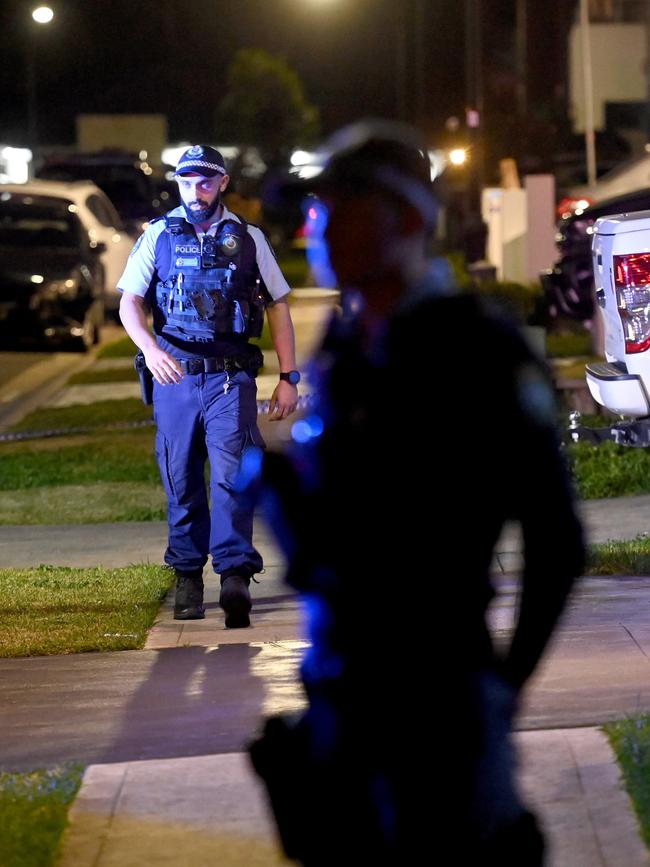 Police remained at the crime scene late on Monday night. Picture: Jeremy Piper