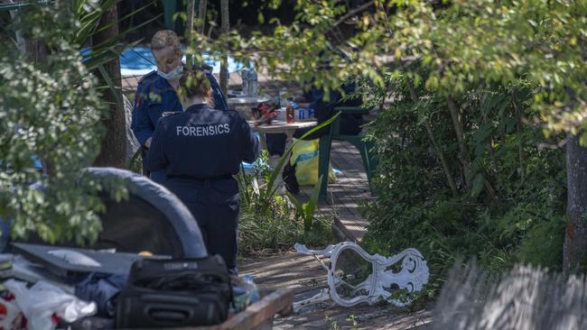 Police at the scene where Johnny Birch’s body was found in March. Picture: NewsWire / Monique Harmer