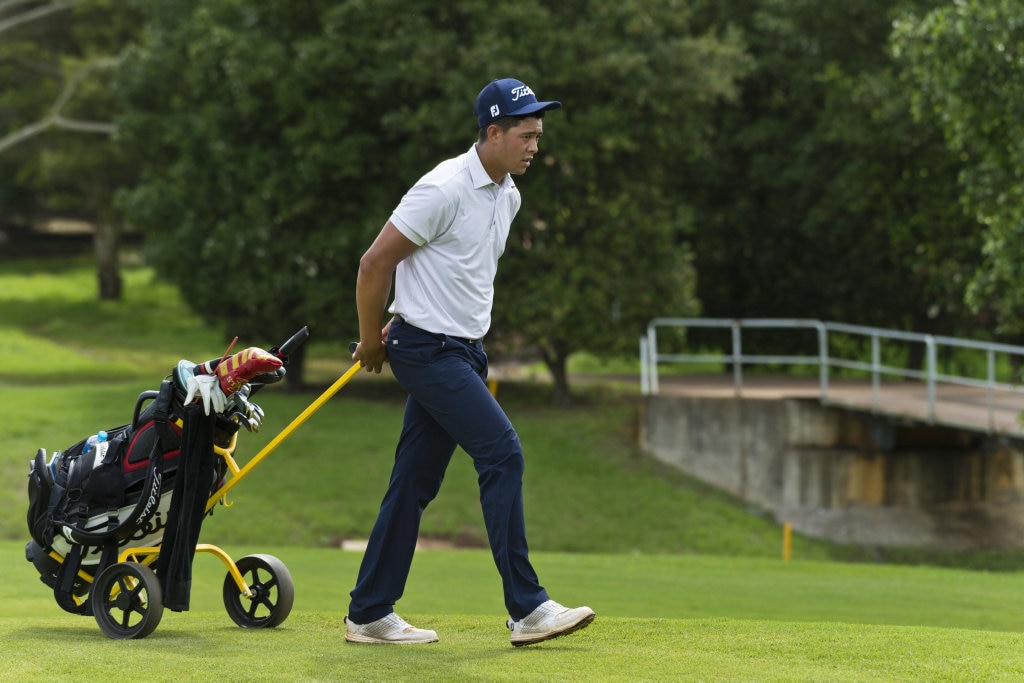 Denzel Ieremia in round three of the Queensland PGA Championship at City Golf Club, Saturday, February 15, 2020. Picture: Kevin Farmer