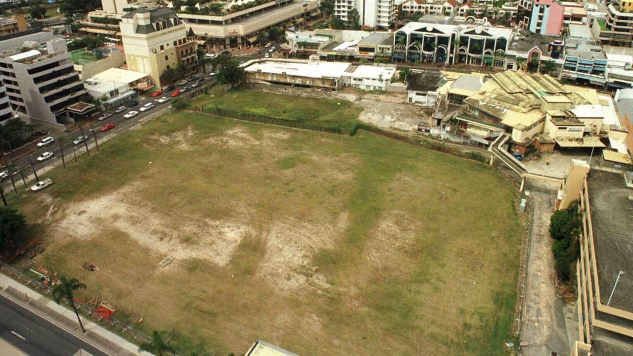 The former Chevron Hotel site in Surfers Paradise in 1998. It is today the Chevron Renaissance but was a "bomb site" which sat empty for a decade.