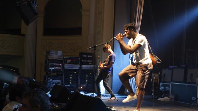 Party starters: Bloc Party pictured on stage in Adelaide in 2008