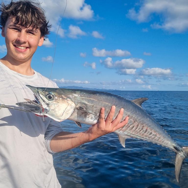 Spanish mackerel like this metre-long fish recently caught by Coen Riddle beckon anglers within local waters.