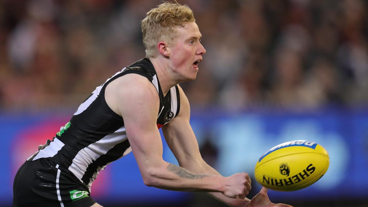 Collingwood’s John Noble has been a revelation down back in the past two months. Picture: Michael Klein