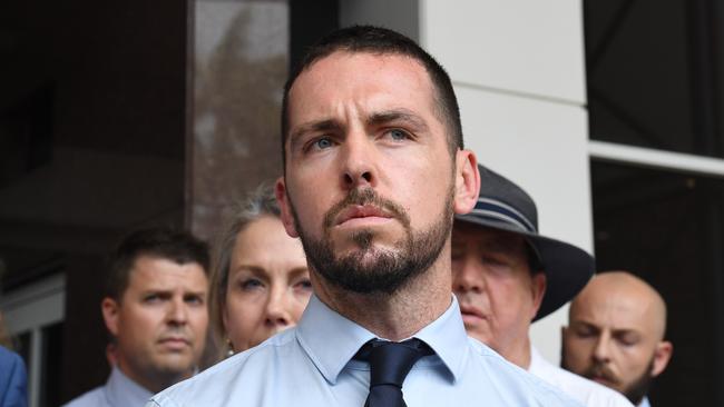 Zachary Rolfe outside the NT Supreme Court in Darwin. Picture: (A)manda Parkinson