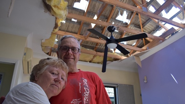 Kathy and Peter Morcus sustained severe damage to their home in Springfield Lakes during Saturday's storm.