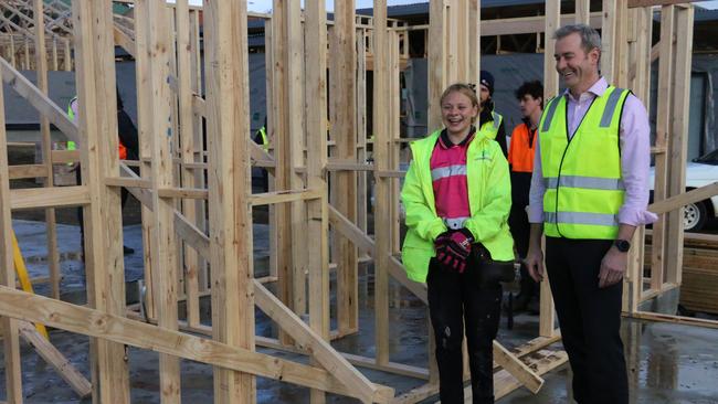 Minister for State Development, Construction and Housing Michael Ferguson at a construction site at Howrah, Tasmania on Wednesday, July 28, 2021.