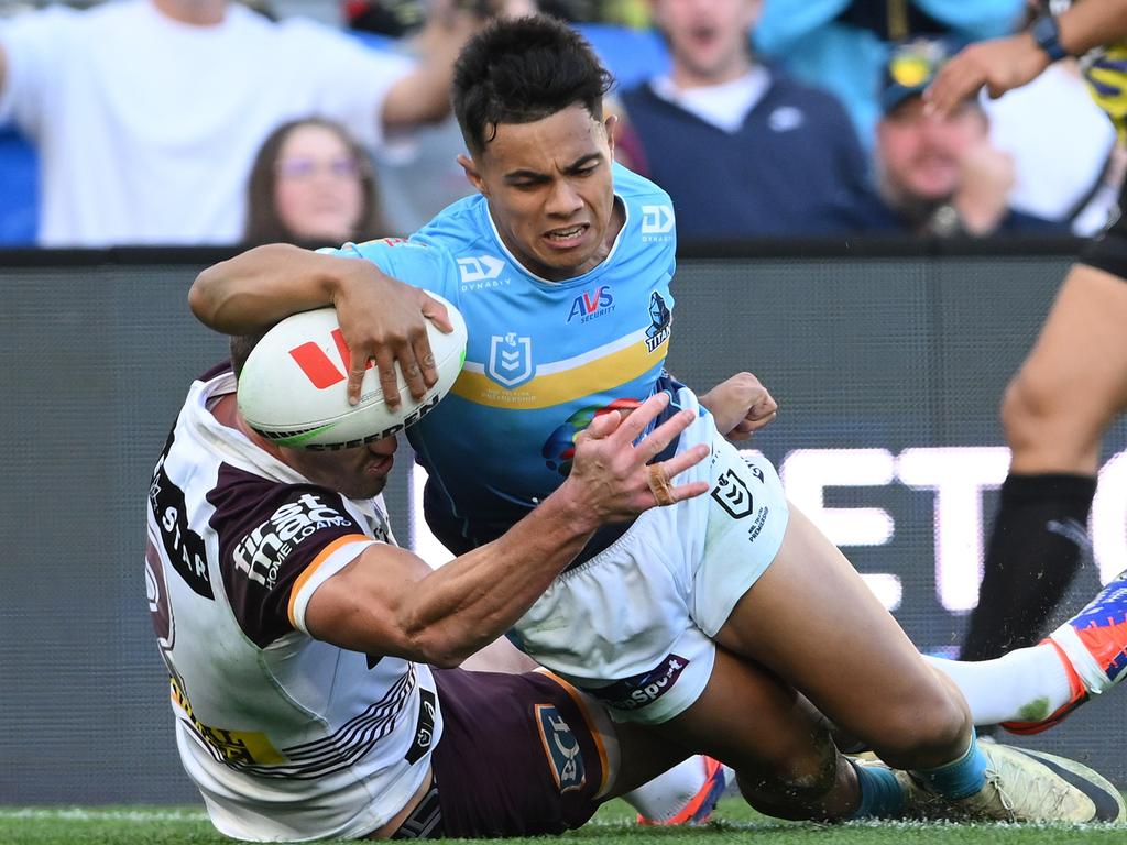 Keano Kini won the battle of the fullbacks on Saturday. Picture: Matt Roberts/Getty Images