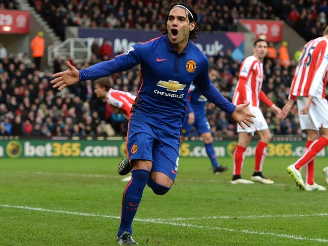 Radamel Falcao celebrates scoring a goal.