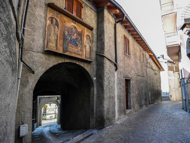 A view shows a deserted street in Vertova near Bergamo, Lombardy in Italy. Picture: AFP